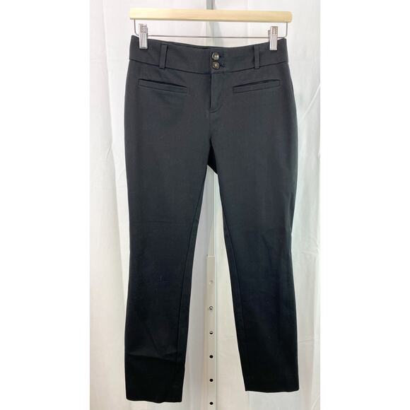 ANTHROPOLOGIE  Size 0 The Essential Slim Pants Flat Front Zip Fly Black - Picture 10 of 10
